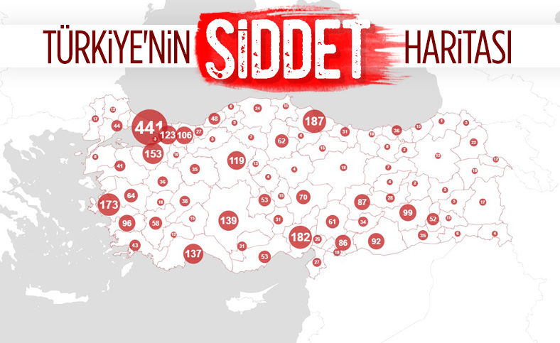 İşte Türkiyenin Şiddet Haritası