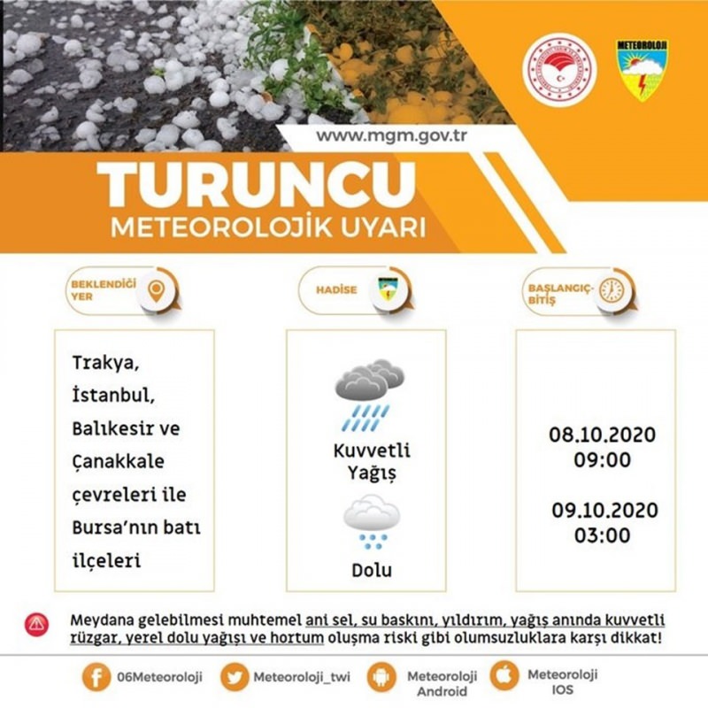 Marmara için turuncu kodlu